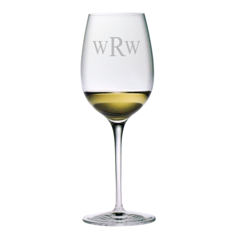 Monogrammed Stemmed Chardonnay White Wine Glasses (set of 4)