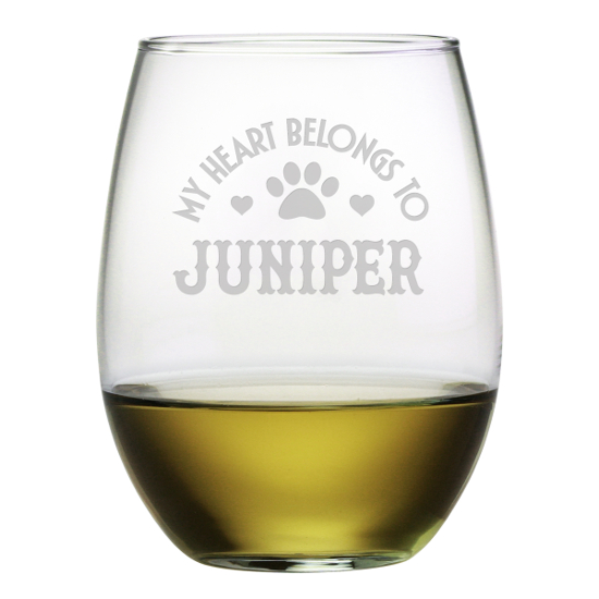 My Heart Belongs Personalized Stemless Wine Glasses (set of 4)