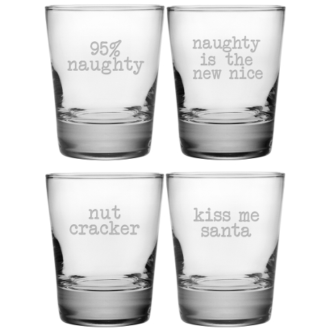 Naughty Christmas DOF Glasses (set of 4)