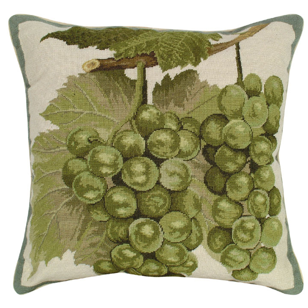 Green Grapes Needlepoint Pillow by Helene Verin