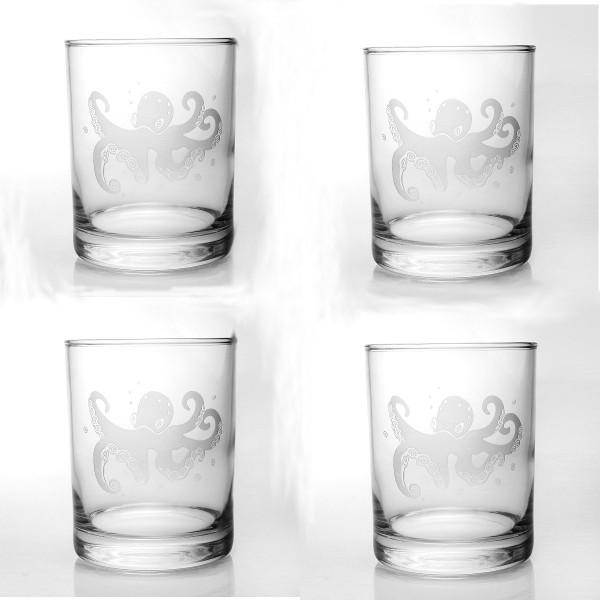 Octopus Double Old Fashioned Glasses (Set of 4)