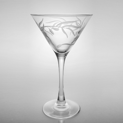 Etched Olive Branch Martini Glasses (set of 4)