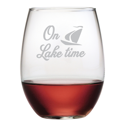 On Lake Time Stemless Wine Glasses (set of 4)