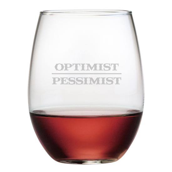 Optimist Pessimist Stemless Wine Glasses (set of 4)
