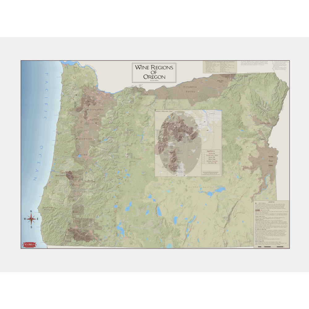 Wine Regions of Oregon Wine Map, Second Edition