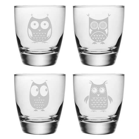Assorted Owls DOF Glasses (set of 4)