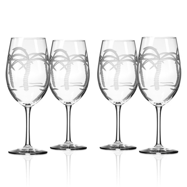 Palm Tree Large Wine Glasses, Set of 4