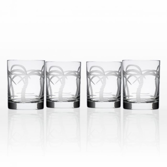 Palm Tree On The Rocks Glasses (set of 4)
