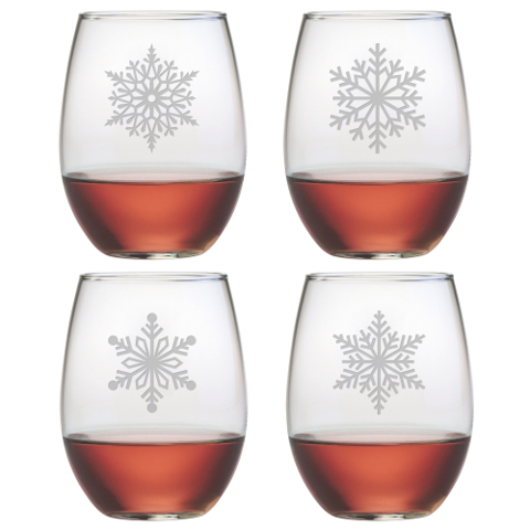 Paper Snowflakes Stemless Wine Glasses (set of 4)