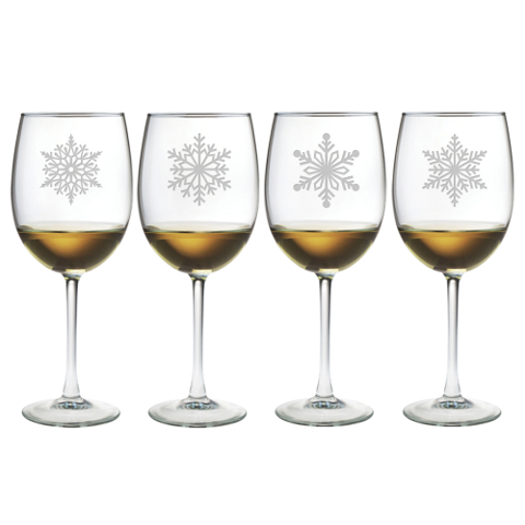 Paper Snowflakes Stemmed Wine Glasses (set of 4)