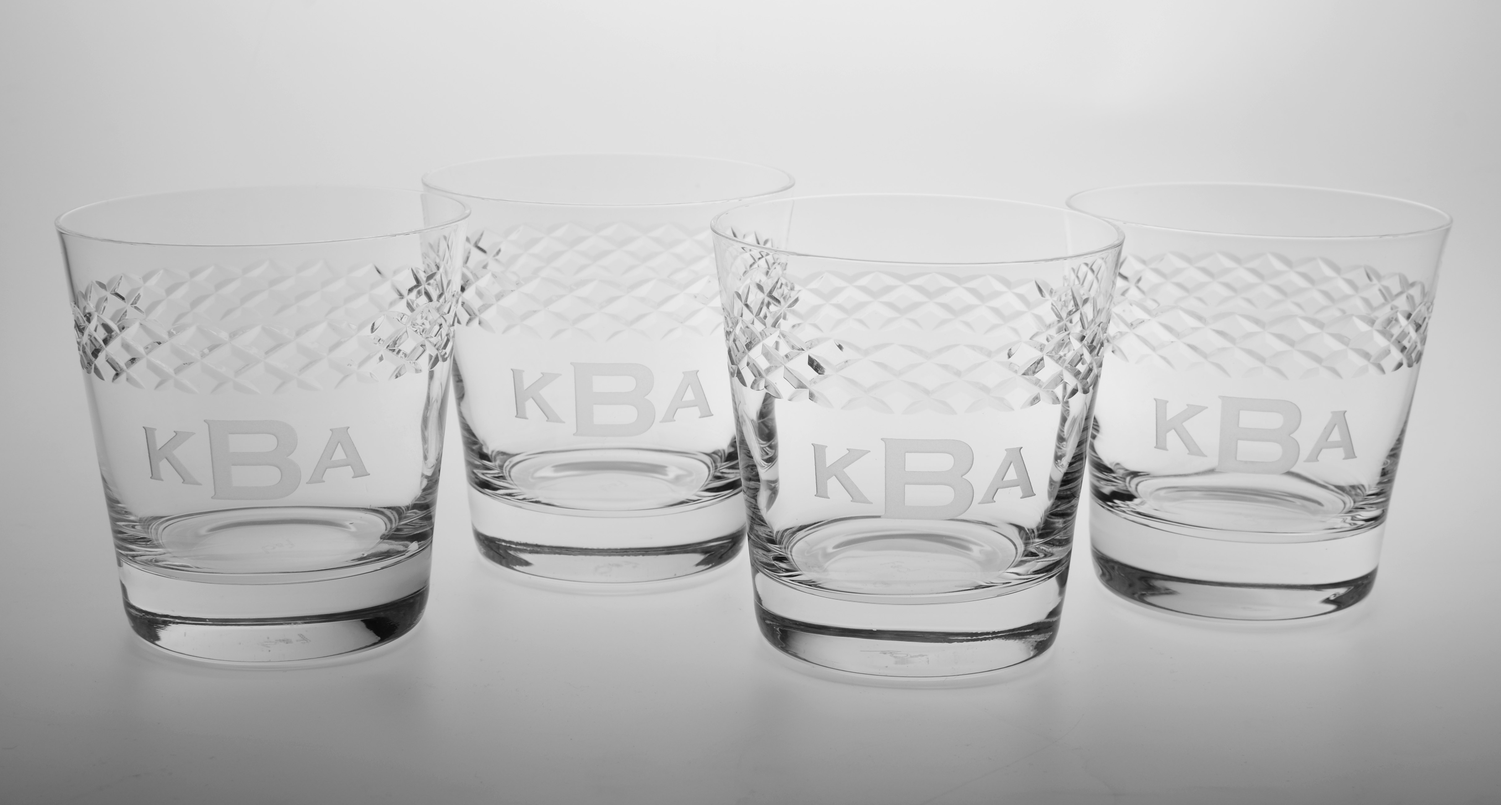 Personalized Double Old Fashion Glasses with Diamond Band (set of 4)