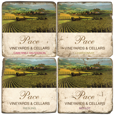 Personalized Italian Marble Coasters Vineyards and Cellars