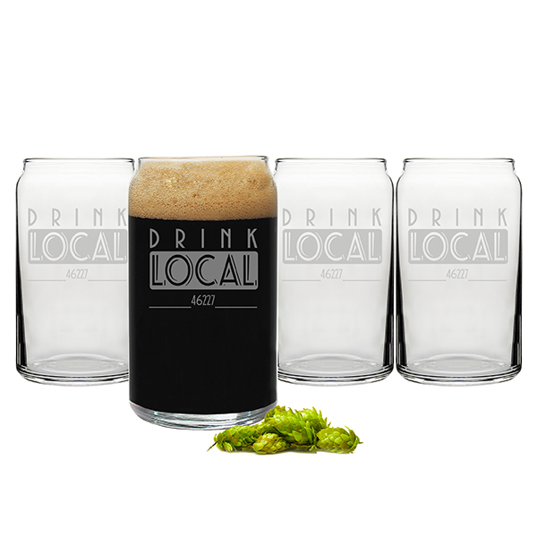 Personalized Drink Local Craft Beer Can Glasses (Set of 4)