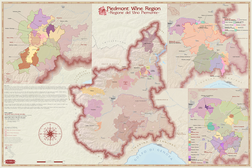 Wine Regions Map of Piedmont