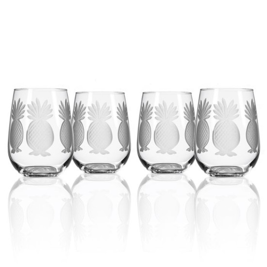 PINEAPPLE 15.75 OZ STEMLESS WINE TUMBLER | SET OF 4