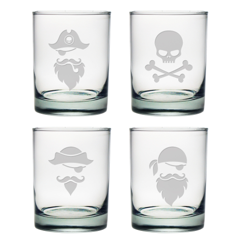 Pirate Faces DOF Whiskey Glasses (set of 4)