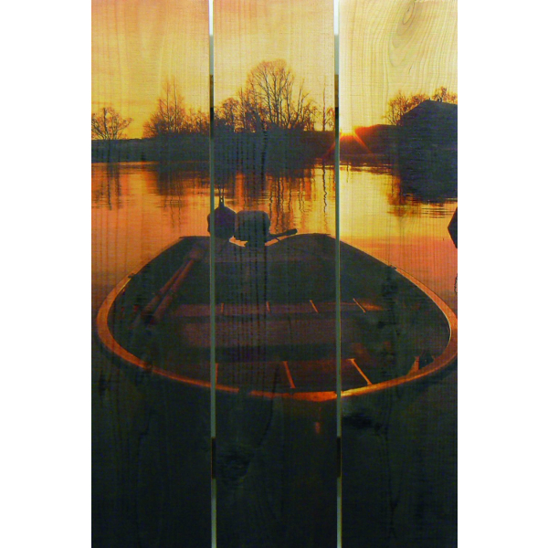 Wooden Boat Still at Sunset Wall Art