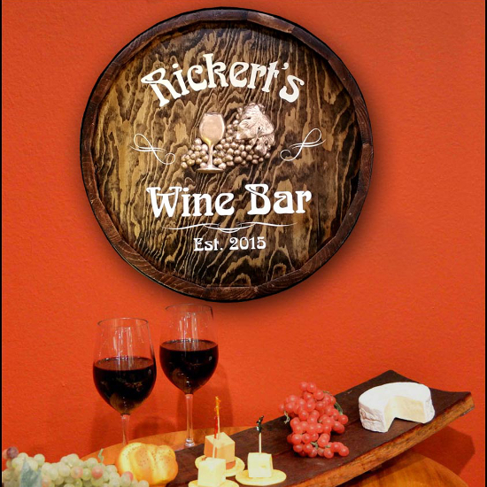 Personalized Wine Bar Quarter Barrel Sign