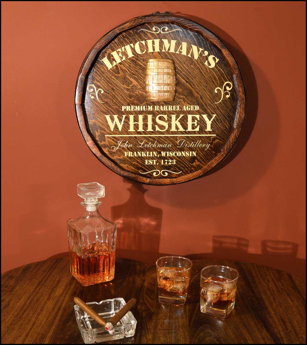 Personalized Whiskey Distillery Quarter Barrel Sign