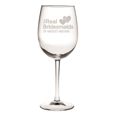 The Real Bridesmaids Etched Stemmed Wine Glasses (set of 4)
