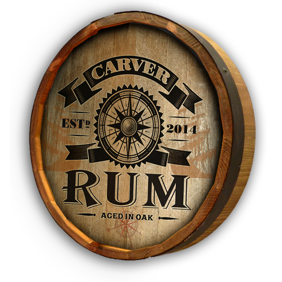 Personalized Rum Compass Quarter Barrel Sign