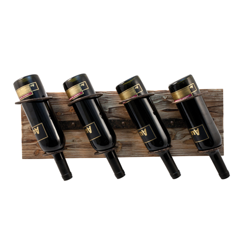 Rustic Country Wood and Metal Wine Rack