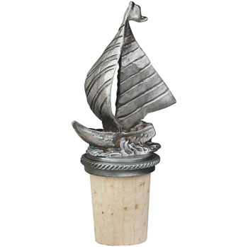 Sailboat Pewter Wine Bottle Stopper