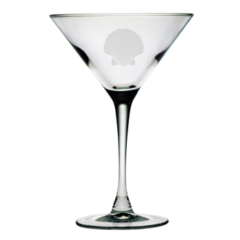 Scallop Shell Etched Martini Glass Set