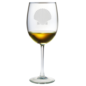 Scallop Shell Etched Stemmed Wine Glass Set