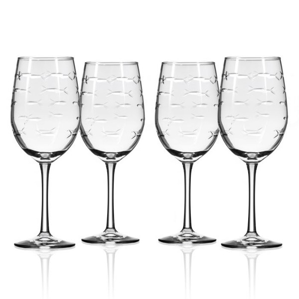 School of Fish White Wine Glasses Set of 4
