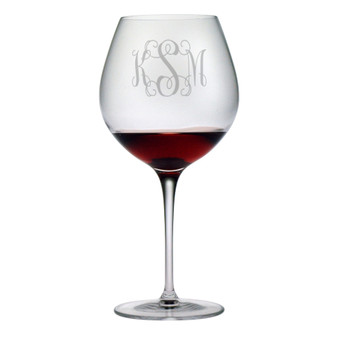 Elegant Scroll Monogram Burgundy Glasses (set of 4)