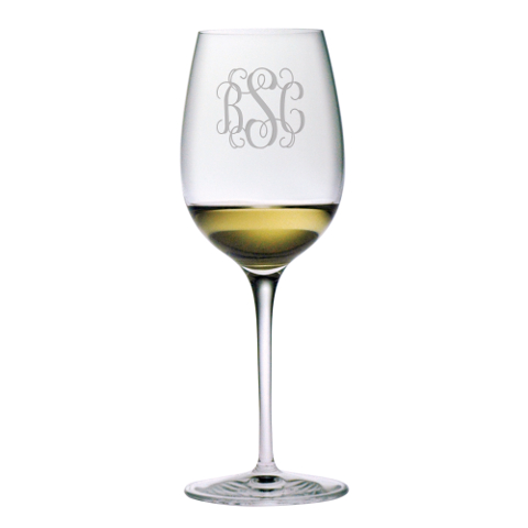 Elegant Scroll Monogram Chardonnay Glasses (set of 4)