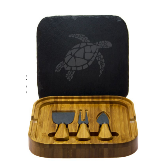 Sea Turtle Square Cheese Set with Tools