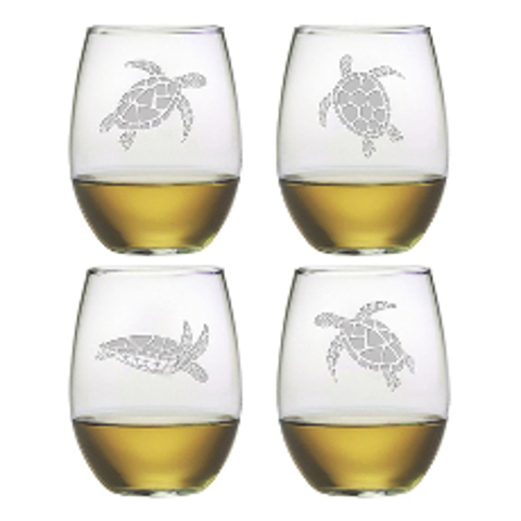 Sea Turtles Stemless Wine Glasses (set of 4)