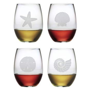 Seashore Stemless Wine Glasses (set of 4)