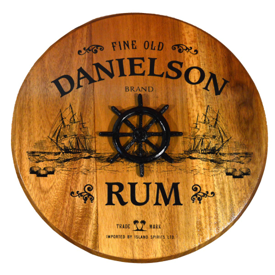 Personalized Ship Wheel Barrel Head Sign