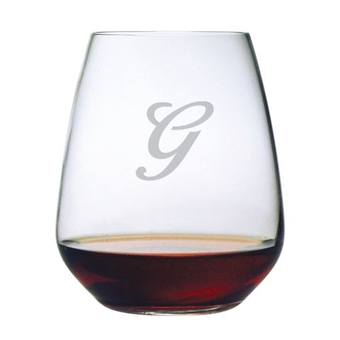 Single Letter Monogram Stemless Wine Glasses (set of 4)