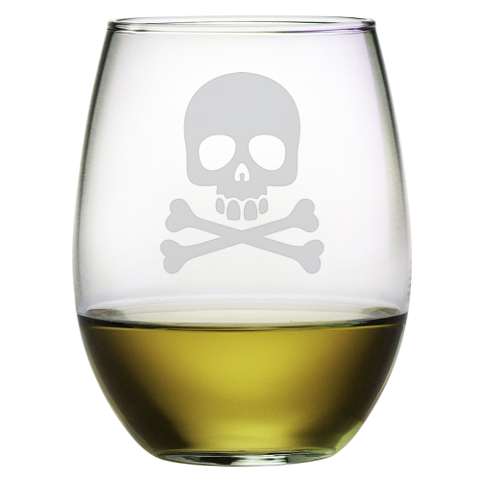 Skull and Crossbones Stemless Wine Glasses (set of 4)