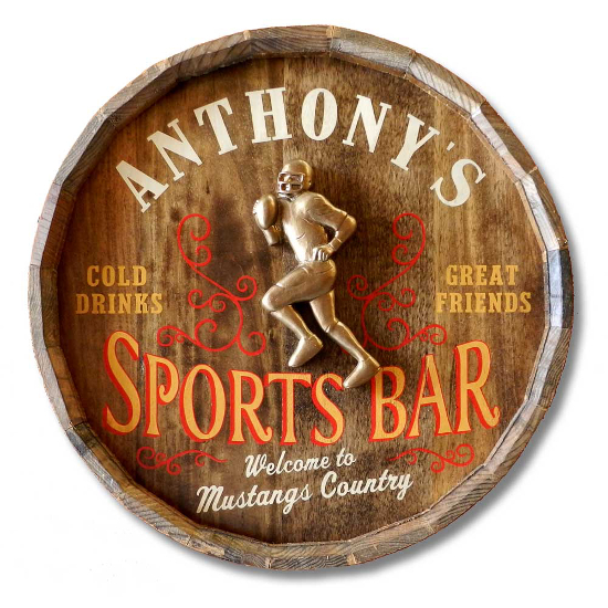 Sports Bar Personalized Quarter Barrel Sign