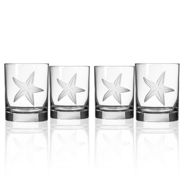Starfish Double Old Fashioned Glasses (set of 4)
