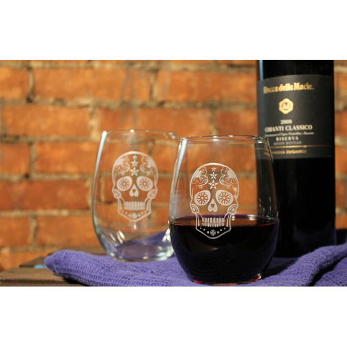 Day of the Dead Sugar Skull Wine Tumblers (set of 4)