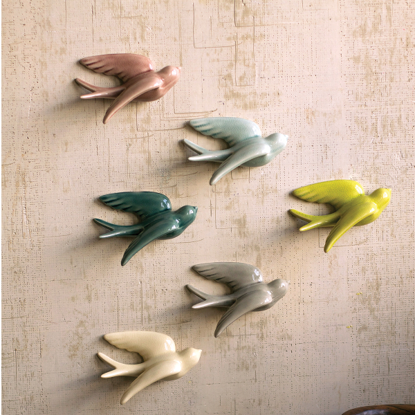 Ceramic Swallows Wall Decor (set of 6)