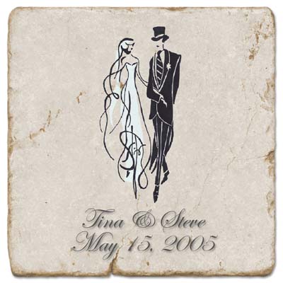 Wedding Bride and Groom Marble Trivet