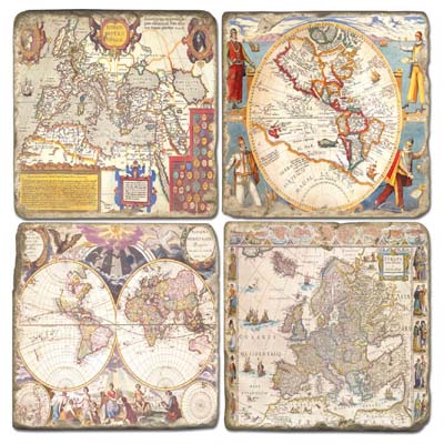 Maps Marble Coasters