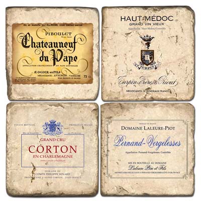 French Wine Marble Coasters, V