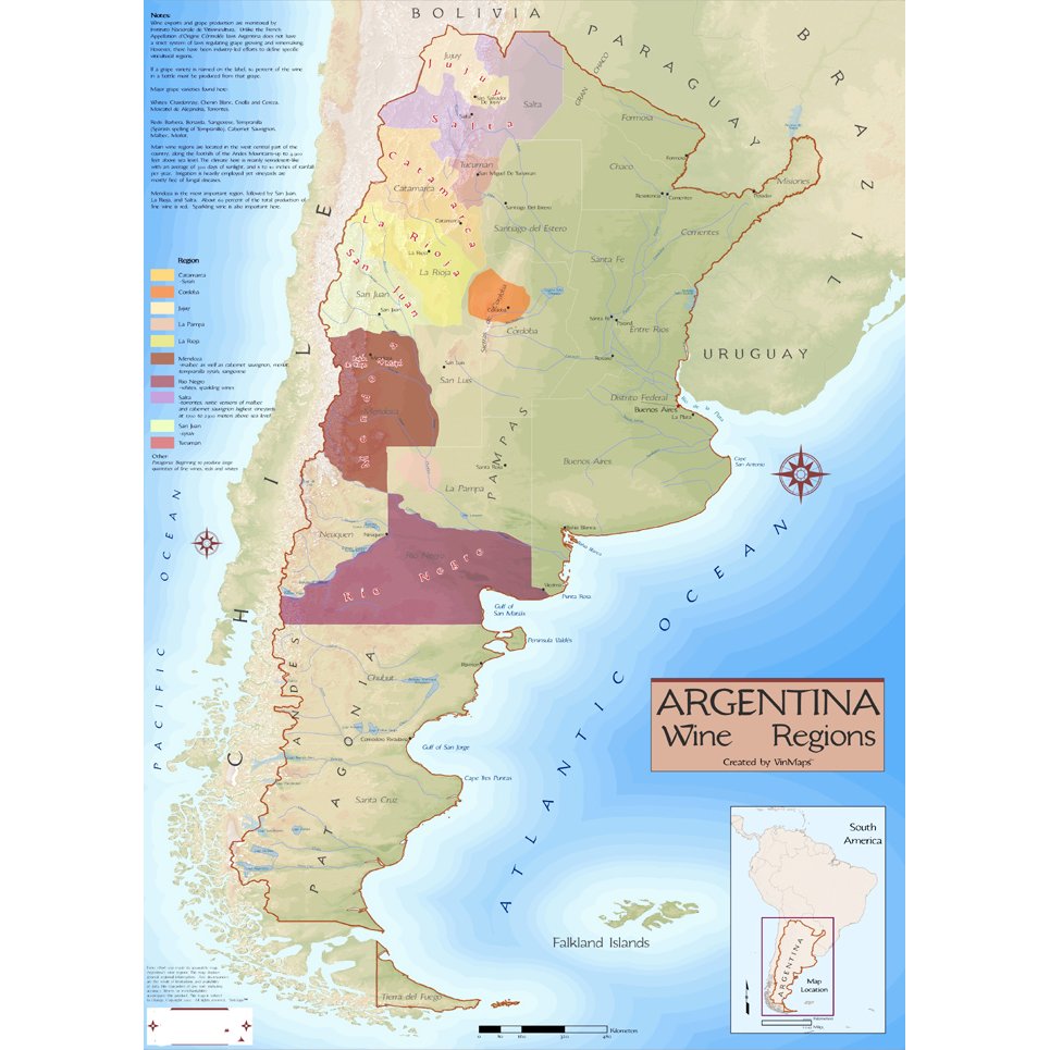 Wine Regions of Argentina Map