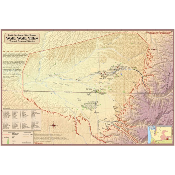 Pacific Northwest Wine Regions: Walla Walla Valley Wine Map