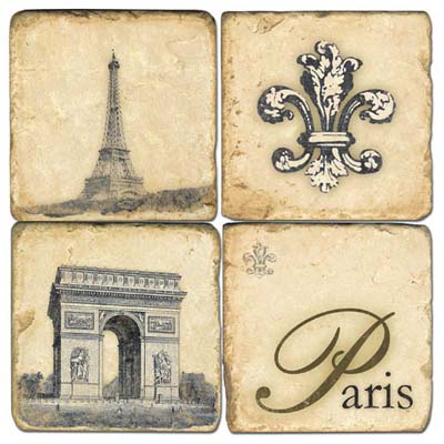 Retro Paris Marble Coasters