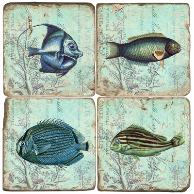 Under the Sea Fish Marble Coasters