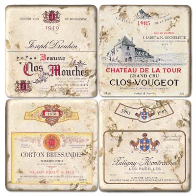 French Wine I Marble Magnets (set of 4)